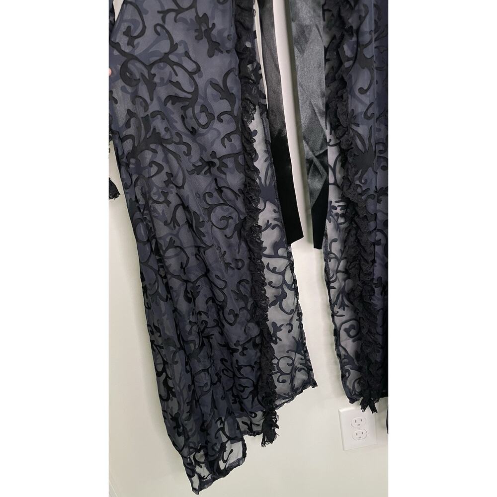 Lace Sheer Kimono Coverup Robe Whimsigoth Dark Ruffle Dress Gown Costume Wed M 8 - Picture 5 of 12